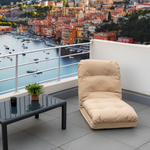 Coussin beige pour fauteuils et canapés, convertible en fauteuil de sol 3 en 1 avec dossier réglable, pour un confort optimal.