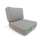 Ensemble de coussins gris clair pour fauteuils et canapés, 60x60 cm, épais 12 cm avec finition passepoil, Deco-arts.fr