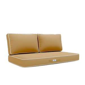 Ensemble Coussins Premium 120x60 Moka - 1 Assise + 2 Dossiers (Épais 12cm & Passepoil)