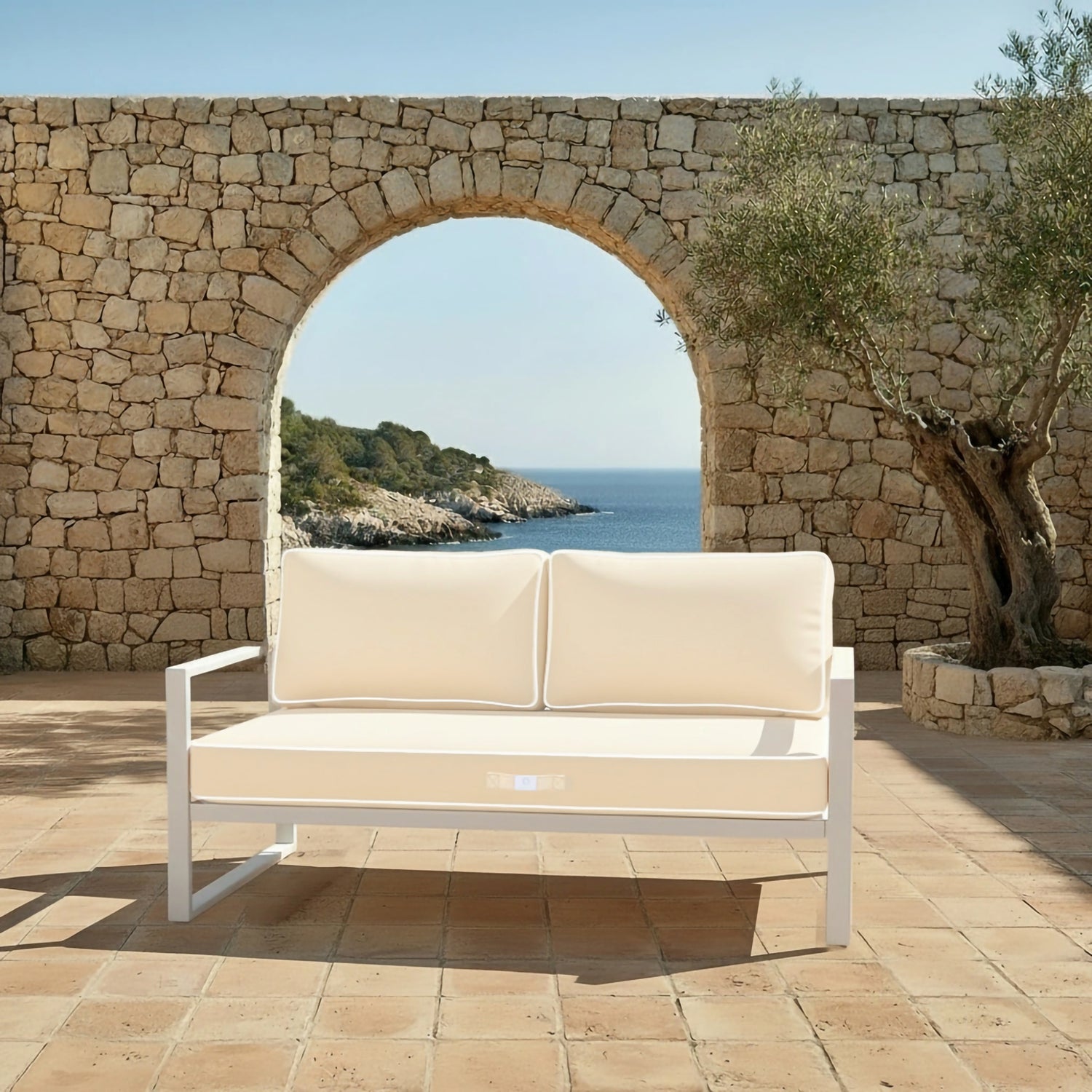 Coussins pour salon de jardin déhoussable premium 120x60cm - Jaune beurre - Déco Arts