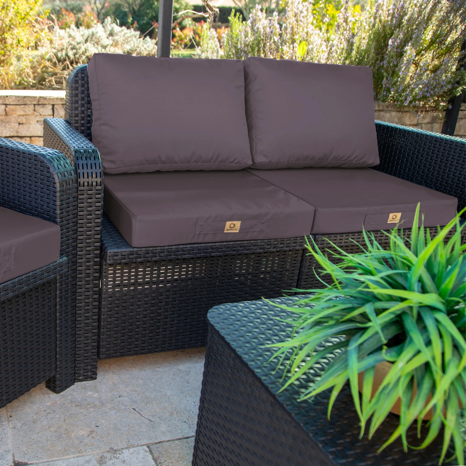 Coussins pour salon de jardin déhoussable 60x60cm Gris carbone | Deco