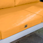 Ensemble de coussins de salon jardin jaune 60x60cm, déhoussables et anti-UV pour fauteuils et canapés.