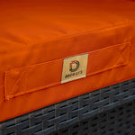 Ensemble de coussins de salon de jardin orange 50x50cm, déhoussables et anti-UV pour fauteuils et canapés.