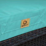 Ensemble de coussins de salon de jardin 50x50 cm bleu Caraïbes, déhoussables et anti-UV pour fauteuils et canapés.