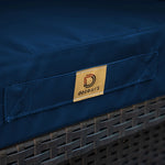 Ensemble de coussins de salon jardin 50x50 cm en bleu pétrole, déhoussables et anti-UV pour fauteuils et canapés.