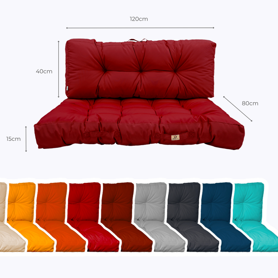 Pallet Cushion Set 120x80 Chilli Red – dimensions