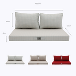 Ensemble de coussins de salon et jardin beige chiné turquoise pour fauteuils et canapés, 100x50 cm, Deco-arts.fr