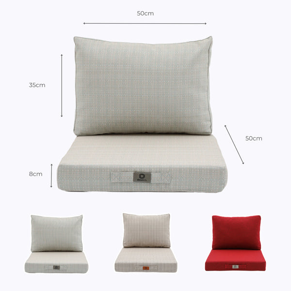 Dimensions et mesures coussin beige chiné turquoise 50x50 cm