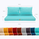 Ensemble de coussins de salon de jardin bleu Caraïbes, déhoussables et anti-UV pour fauteuils et canapés, 120x60 cm.