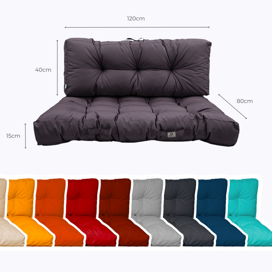 Palettenkissen-Set 120x80 Carbongrau – Abmessungen