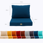 Ensemble de coussins de salon et jardin Déco Arts, 60x70 cm, bleu pétrole, déhoussables et anti-UV, pour fauteuils et canapés.