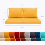 Ensemble de coussins de salon jardin jaune 100x50cm, déhoussables et anti-UV pour fauteuils et canapés.