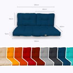 Ensemble de coussins capitonnés pour banquette bleu pétrole, 120x60 cm, épais 15 cm, pour fauteuils et canapés.