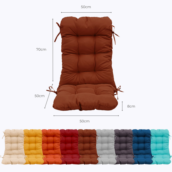 Coussin pour fauteuil ou canapé, dossier haut en tissu terracotta capitonné, confort 8cm, dimensions 120x50cm, Deco-arts.fr