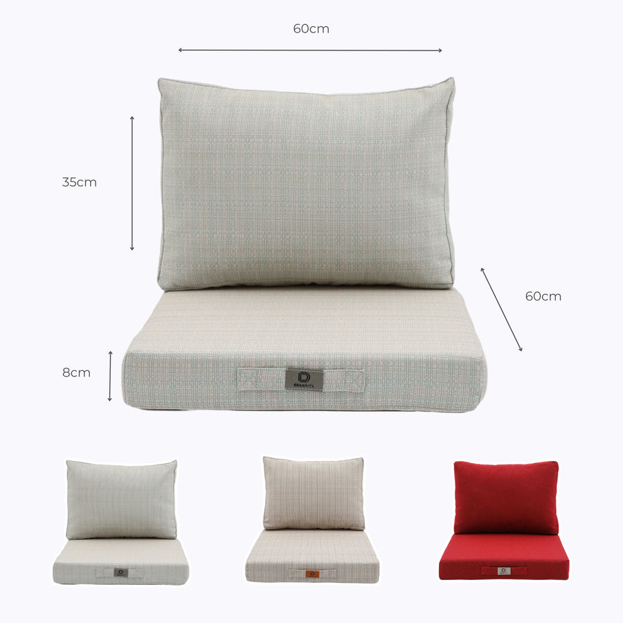 Gartenlounge-Kissen-Set 60x60 Beige Chiné Turquoise – Abmessungen