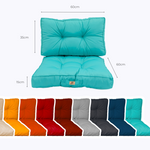 Ensemble de coussins capitonnés bleu Caraïbes pour fauteuils et canapés, épais 15cm, assise et dossier, moelleux, Deco-arts.fr