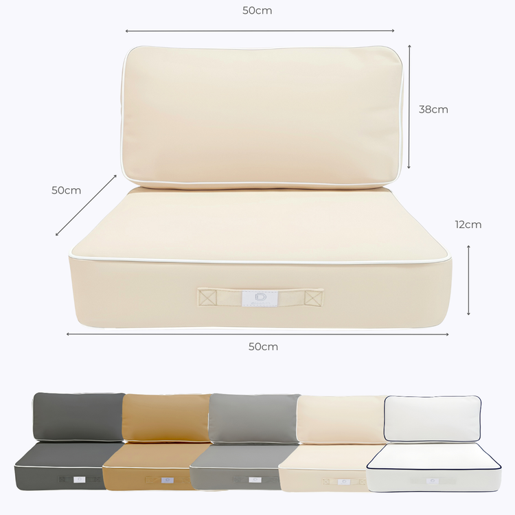 Coussins pour salon de jardin premium déhoussables - 50x50cm - Jaune Beurre - Déco Arts