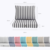 Coussins pour salon de jardin déhoussable 60x60cm - Rayure Gris foncé - Déco Arts