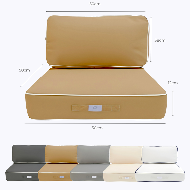 Coussins pour salon de jardin premium déhoussable 50x50cm - Moka - Déco Arts