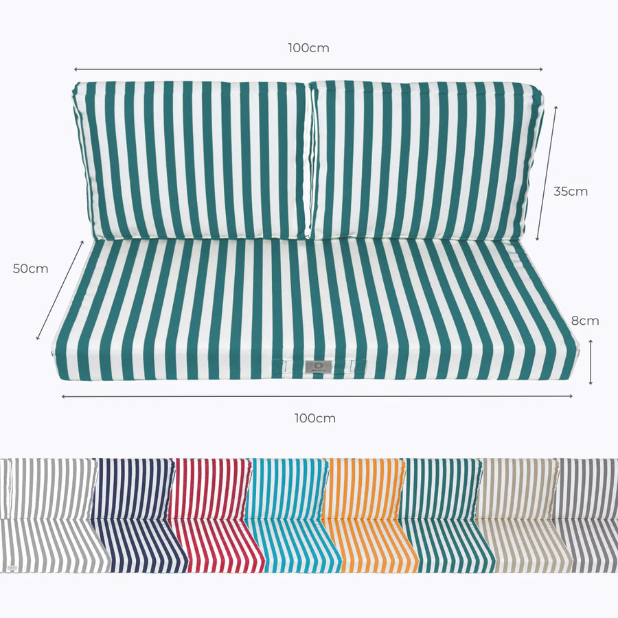 Garden Lounge Cushion Set 100x50 Stripe Green, polyester fabric