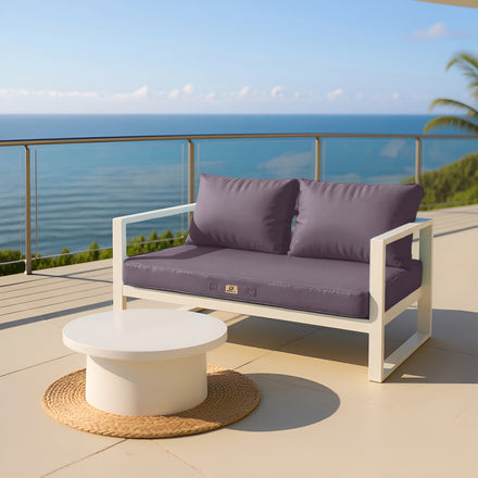 Conjunto de Almofadas para Sala de Jardim 100x50 Cinzento Carbono - Capa Amovível & Anti-UV (1 Assento + 2 Encostos)