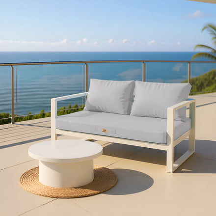 Conjunto de Almofadas para Sala de Jardim 120x60 Cinzento Seixo - Capa Amovível & Anti-UV (1 Assento + 2 Encostos)