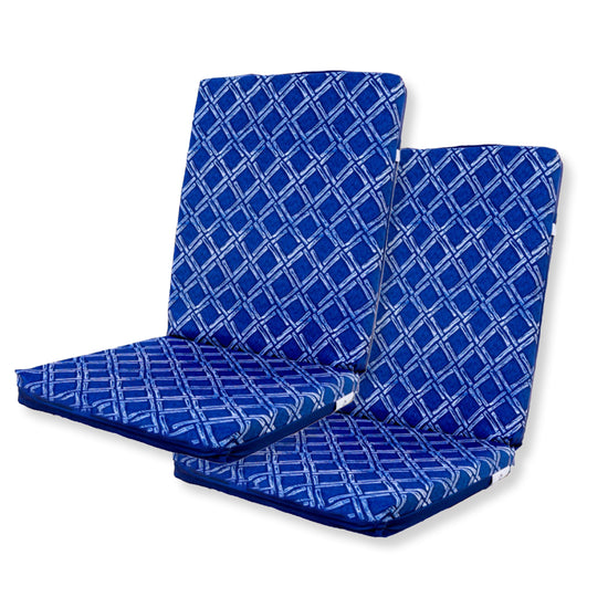 Set of 4 Chair Cushions 95 x 40 cm Nautical Blue Pattern