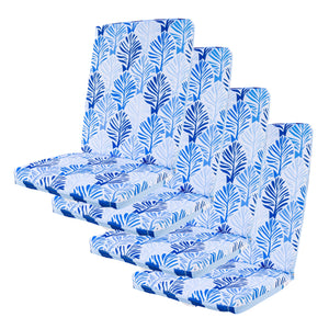 Lot de 4 Coussins Chaise Haut Dossier 95x40 - Motif Feuillage Bleu (Confort 5cm)