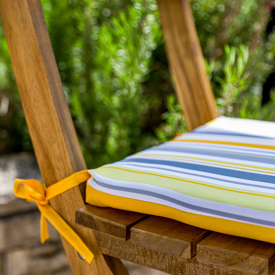 4er-Set Stuhlkissen 35x35 Motif Streifen Solaires, für drinnen und draußen