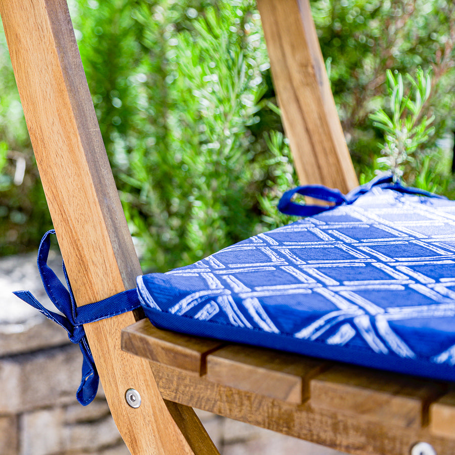 Set van 4 stoelkussens 35x35 Motif Nautique Blauw, voor binnen en buiten