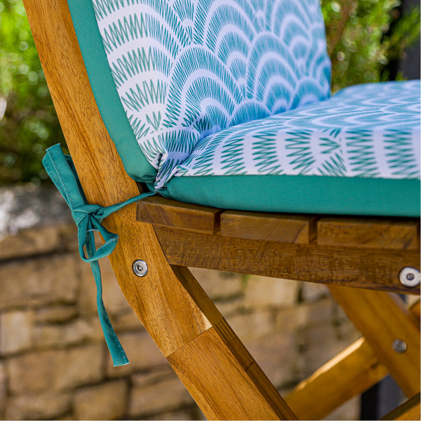 Lot de 4 Coussins pour chaises 95 x 40 cm motif Éventails Verts - Deco-arts.fr