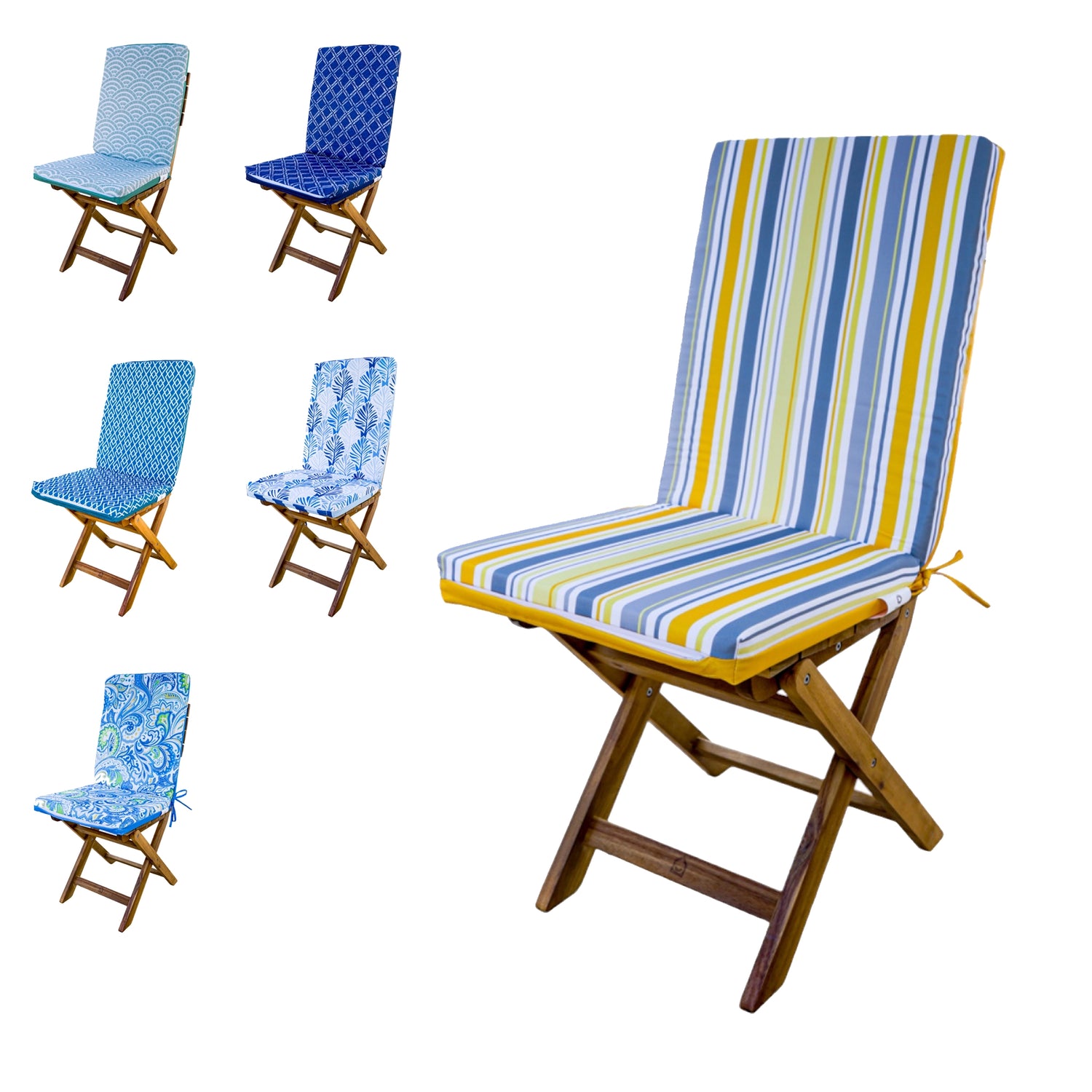 Lot de 4 Coussins pour chaises 95 x 40 cm motif Rayures Solaires - Deco-arts.fr