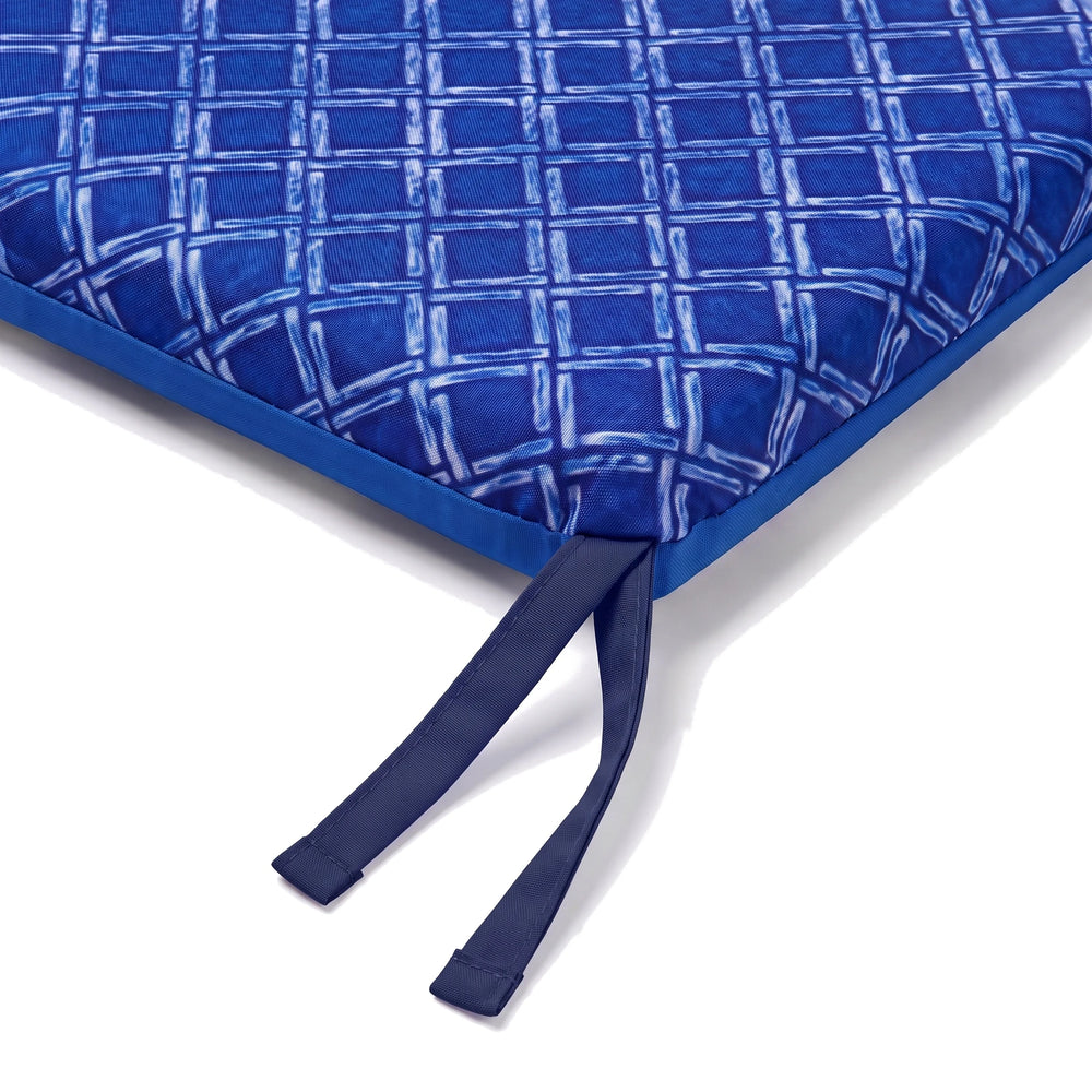 Stuhlkissen 35x35 Maritimes Muster Blau – Detail des Befestigungsbands