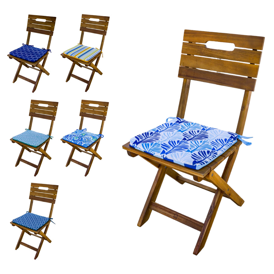 Lot de 4 Galettes de Chaise 35x35 Motif Feuillage Bleu – photo 6