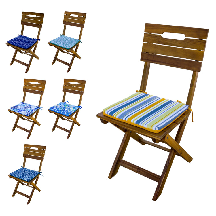 Lot de 4 Galettes de Chaise 35x35x3 cm motif Rayures Solaires - Deco-arts.fr