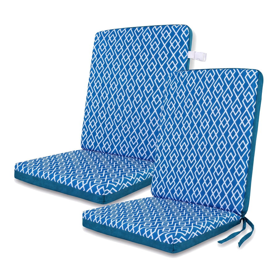 Set van 2 hogerugkussens 95x40, Groen geometrisch patroon