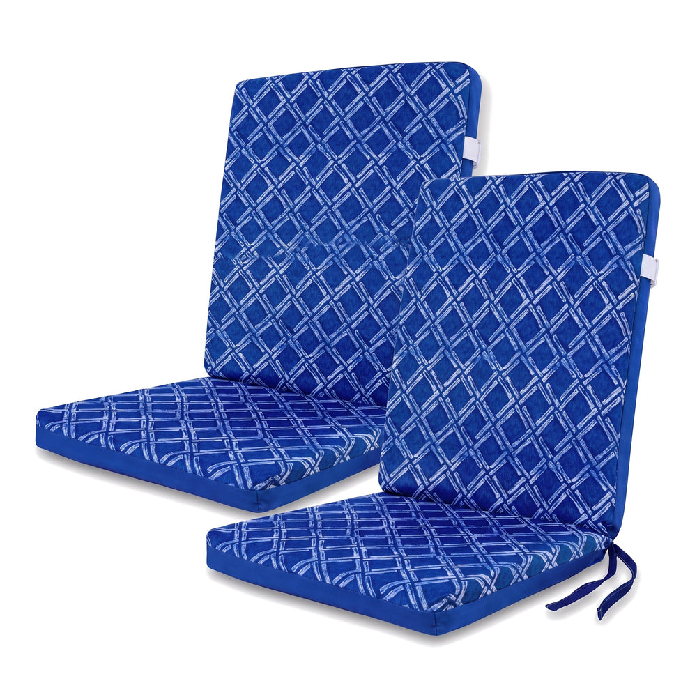 Set of 2 95x40 high-back chair cushions, Blue Nautical Pattern