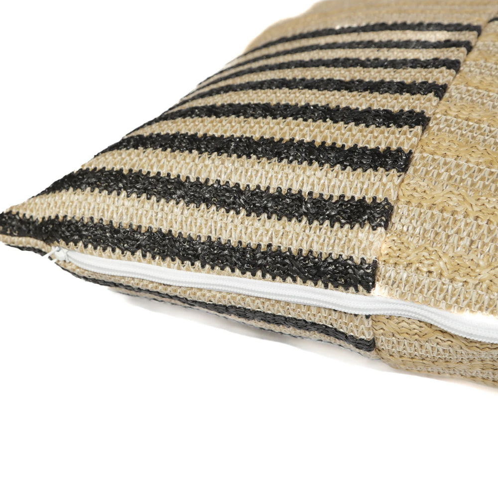 Capa de Almofada Efeito Ráfia às Riscas 45x45, para interior e exterior