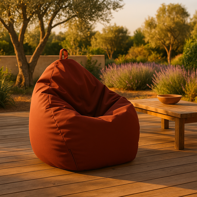 Pouf poire XL d'extérieur - 110x120 cm - Terracotta - Deco-arts.fr