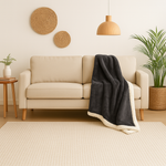 Plaid Sherpa Flanelle 480GSM 150X200 Gris Anthracite DECO ARTS - Deco-arts.fr