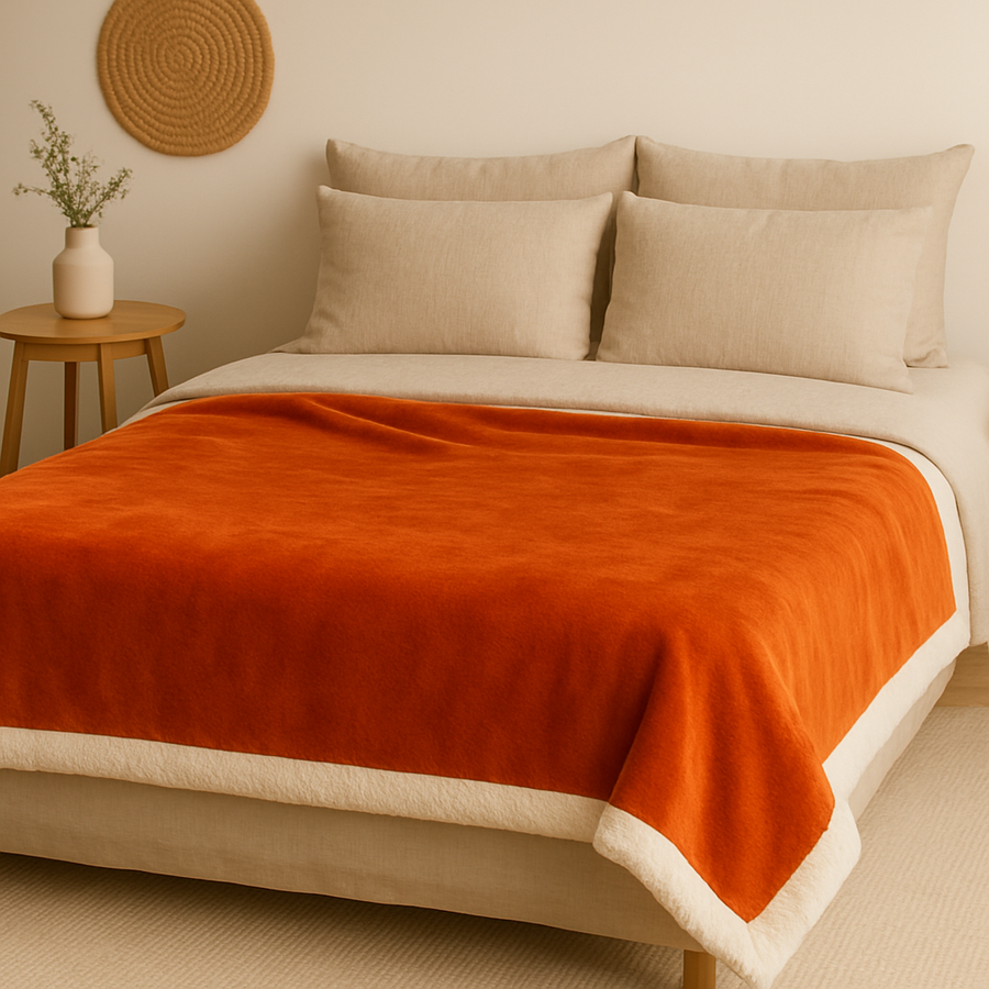 Sherpa fleecedeken 150x200 Terracotta – foto 4