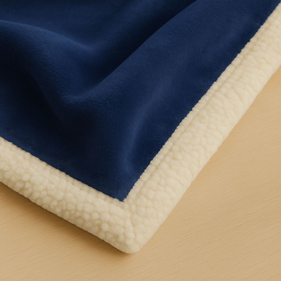 XXL-Sherpa-Flanelldecke 200x240 Marineblau – Foto 5