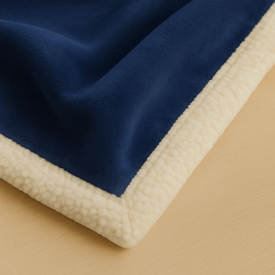 Plaid Sherpa Flanelle 150x200 Bleu Marine – photo 5