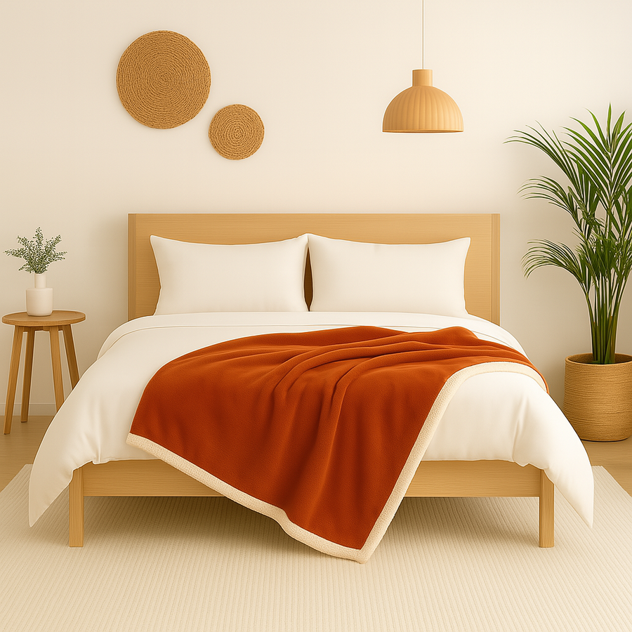 Sherpa fleecedeken 150x200 Terracotta, voor binnen