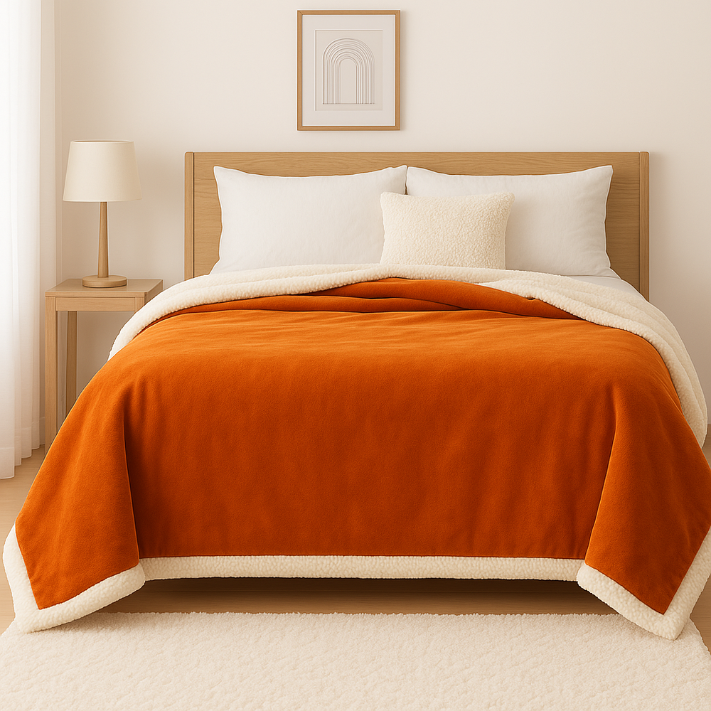 XXL sherpa fleecedeken 200x240 Terracotta, voor binnen