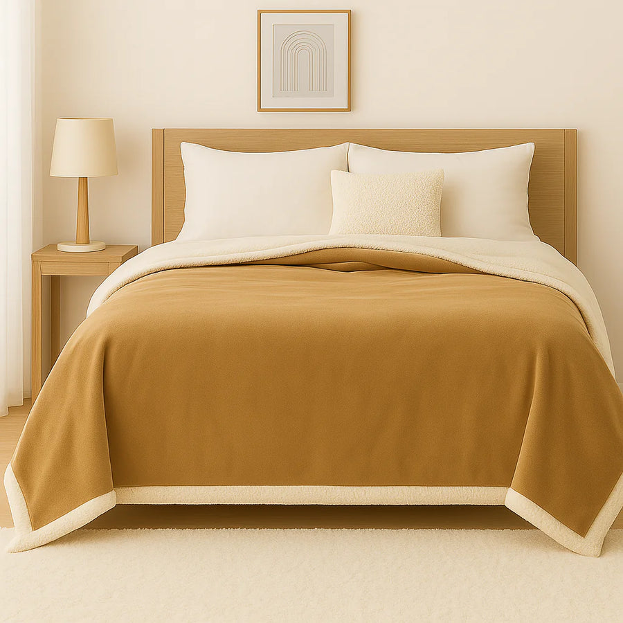 Plaid Sherpa Flanelle XXL 200x240 Beige, pour l'intérieur