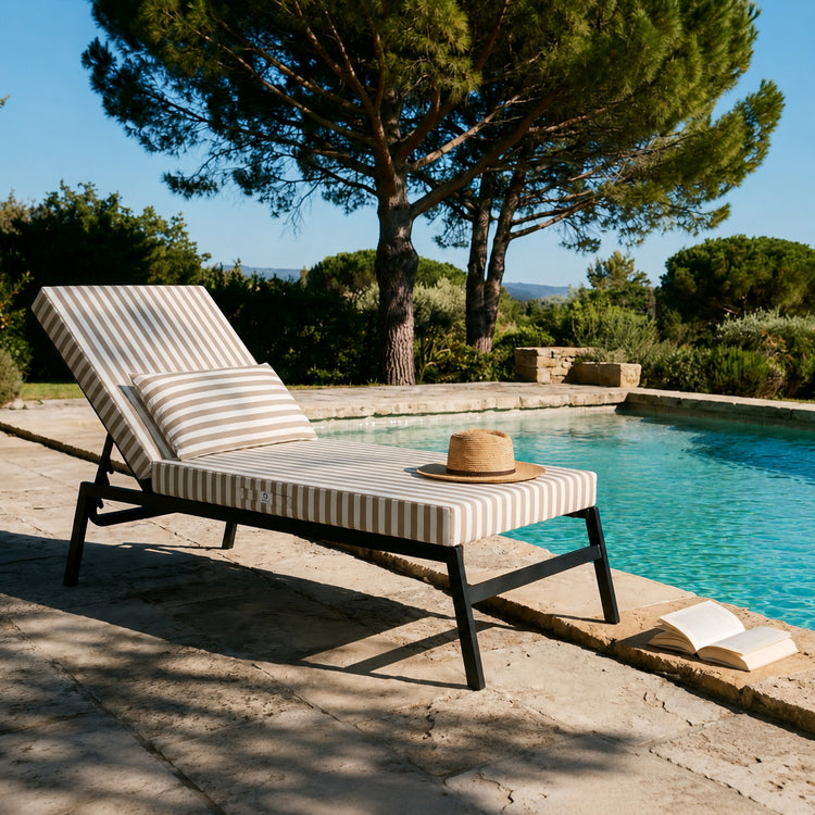 Coussin bain de soleil premium avec coussin à rayures