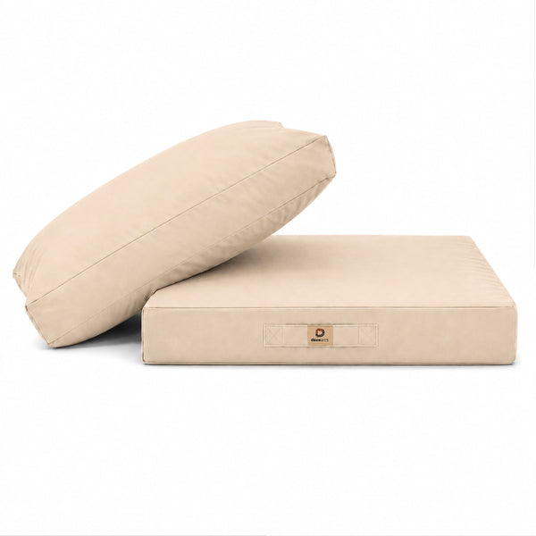 Ensemble Coussins Salon Jardin 60x70 Beige - Déhoussable & Anti-UV (Assise + Dossier)