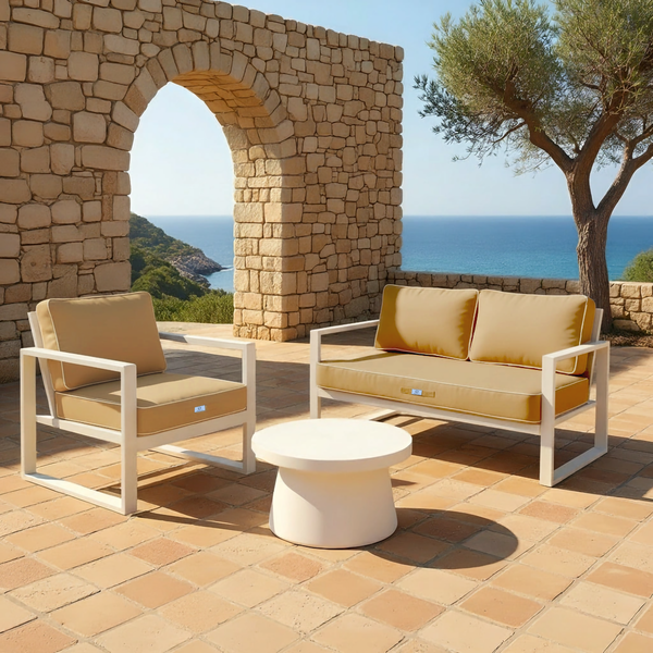 Ensemble de coussins pour fauteuils et canapés Deco-arts.fr, 100x50 cm, moka, 12 cm épais avec passepoil, 1 assise + 2 dossiers