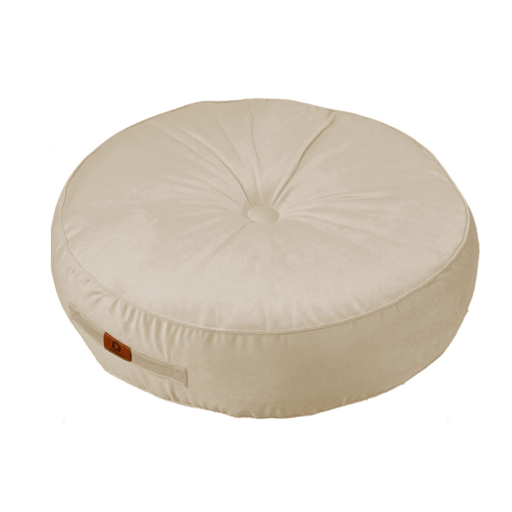 Lot de 2 Poufs Ronds Velours Crème – photo 3